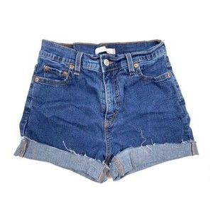 LEVIS 512 Women Size 6M Perfectly Slimming Blue Denim Shorts Cut Off Hem Stretch